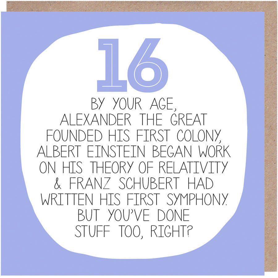 16th Birthday Card - By Your Age