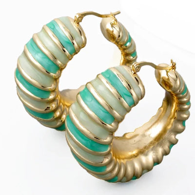 Addison Large Enamel Turquoise Hoops