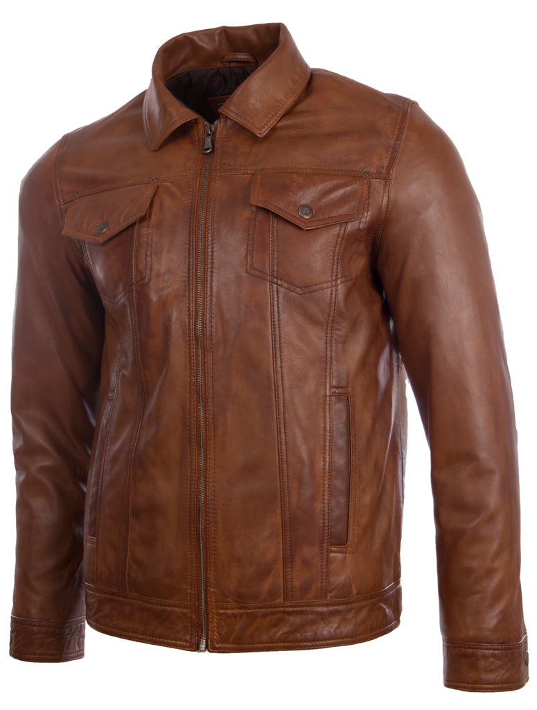 AGQ5 Men's Trucker Harrington Jacket - Nevada Timber