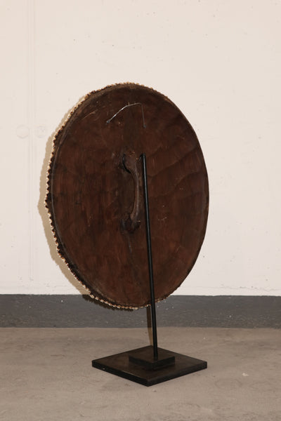 Cameroon Beaded Shield - L - 54cm Black & White 05