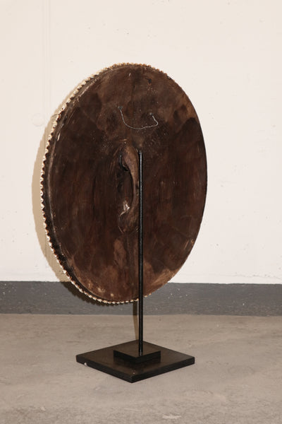 Cameroon Beaded Shield - L - 55cm Black & White 06