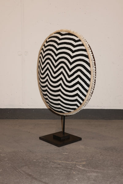 Cameroon Beaded Shield - L - 56cm Black & White 11
