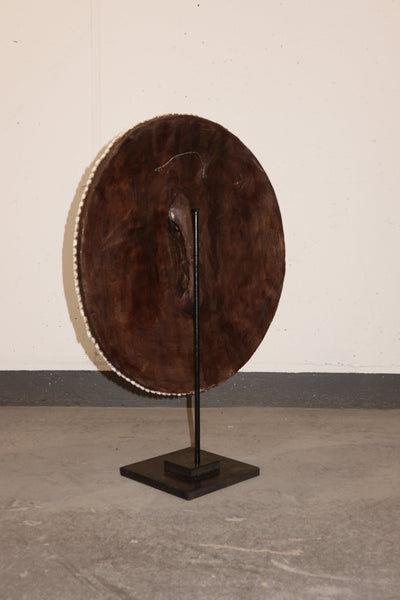 Cameroon Beaded Shield - L - 56cm Black & White 11