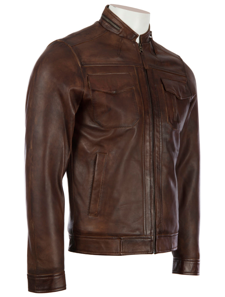 2ZCV Men's Biker Jacket - Nevada Brown