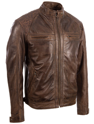 44T9 Men's Biker Jacket - Nevada Brown