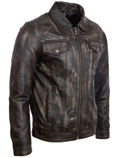 AGQ5 Men's Trucker Harrington Jacket - Vegas