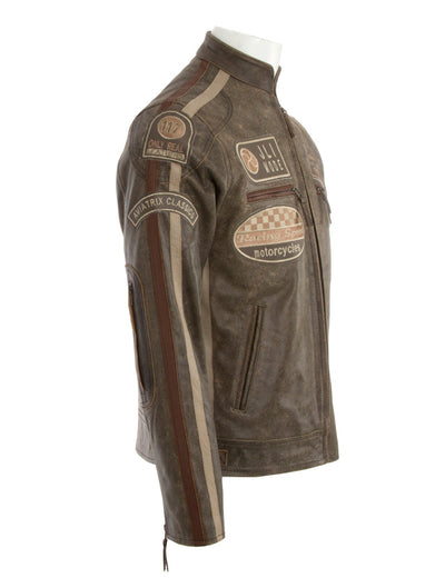 CXUS Men's Racing Biker Jacket - Desert Tan