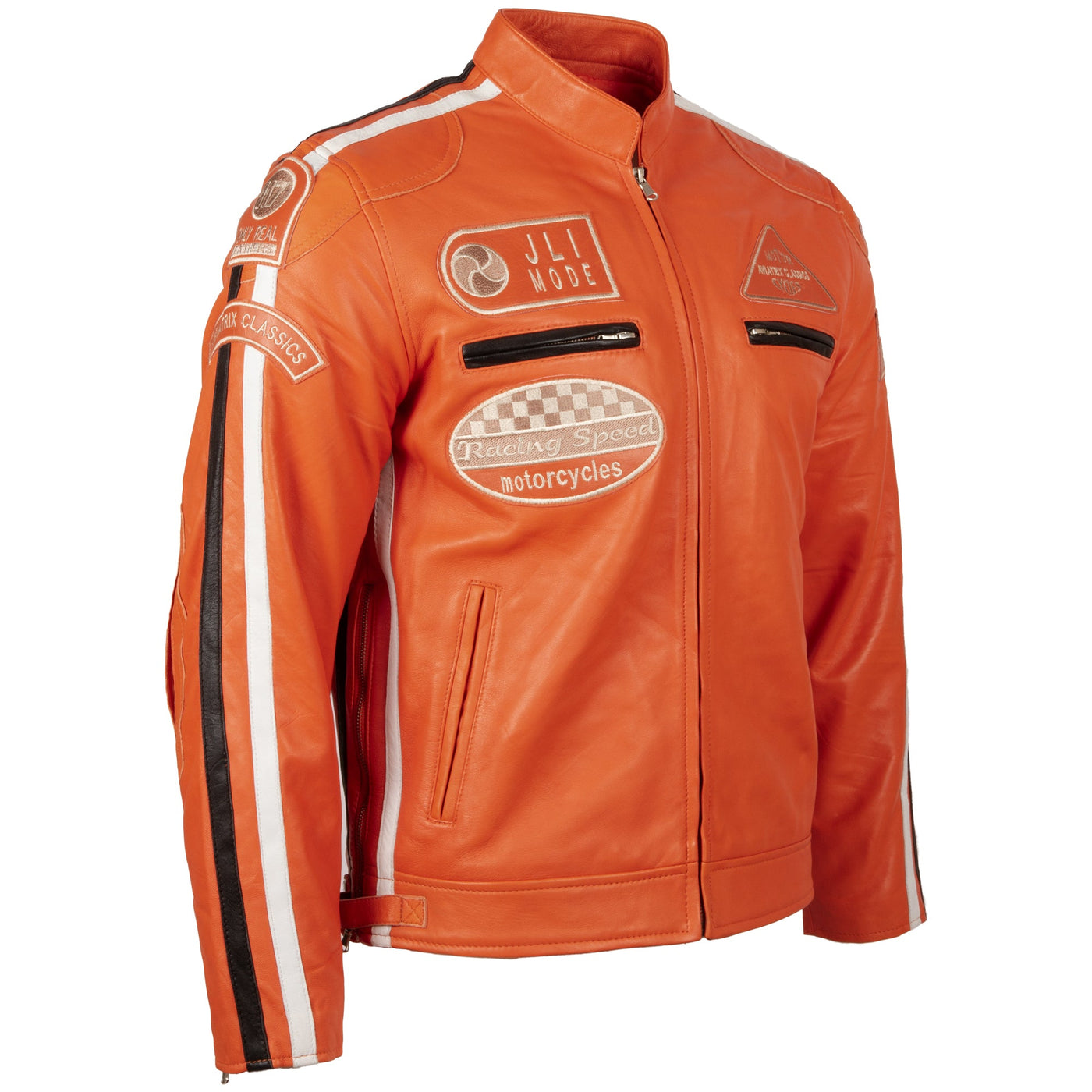 CXUS Men's Racing Biker Jacket - Light Orange
