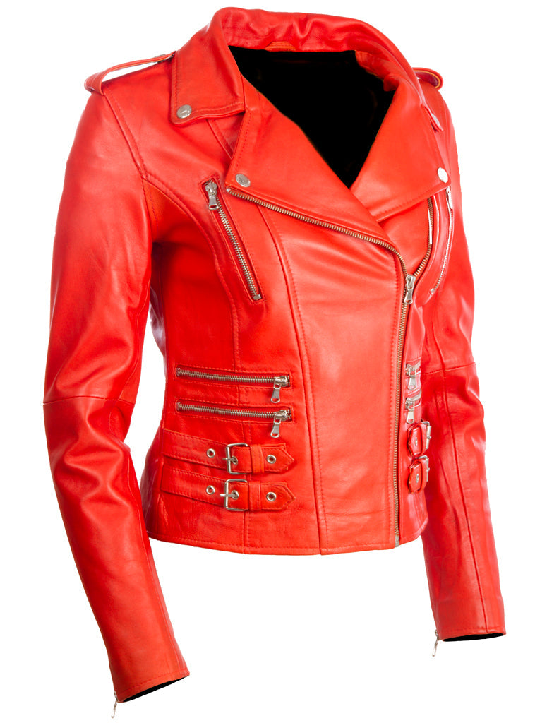 AGSM Women's Biker Jacket - Dark Orange