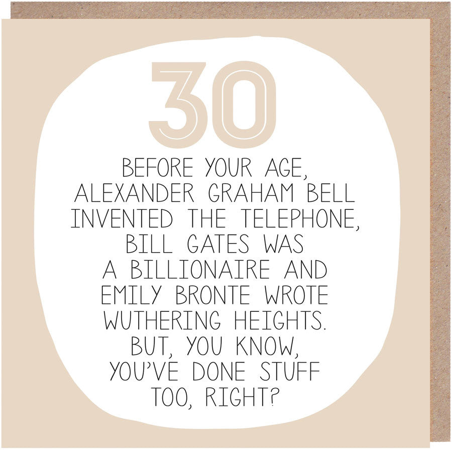 30th Birthday Card - By Your Age