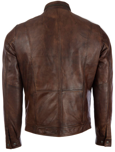 2ZCV Men's Biker Jacket - Nevada Brown
