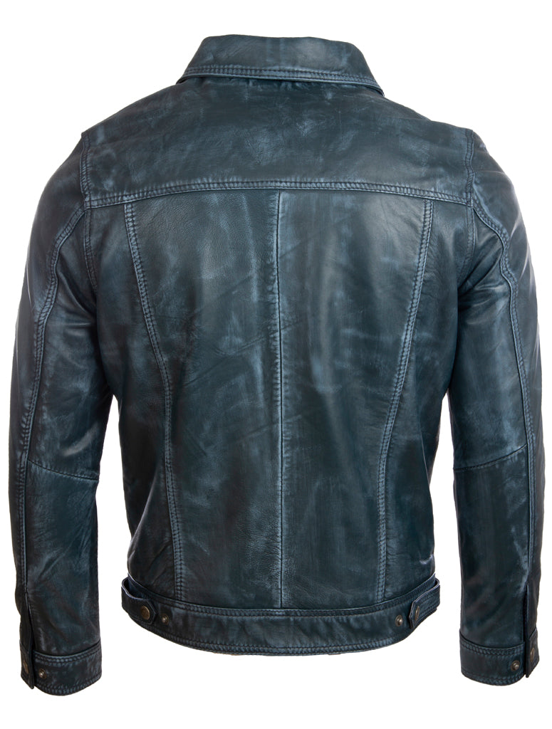 AGQ5 Men's Trucker Harrington Jacket - Frosty Blue