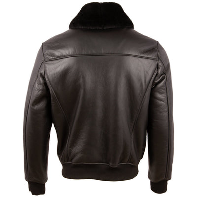 7DIA Men's Shearling Bomber Jacket - Black/Black Fur