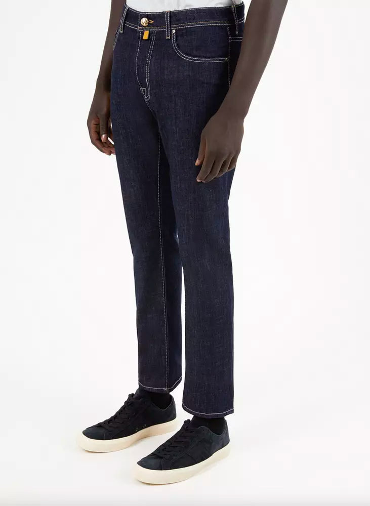 Blue Cotton Men's Straight-Leg Jean