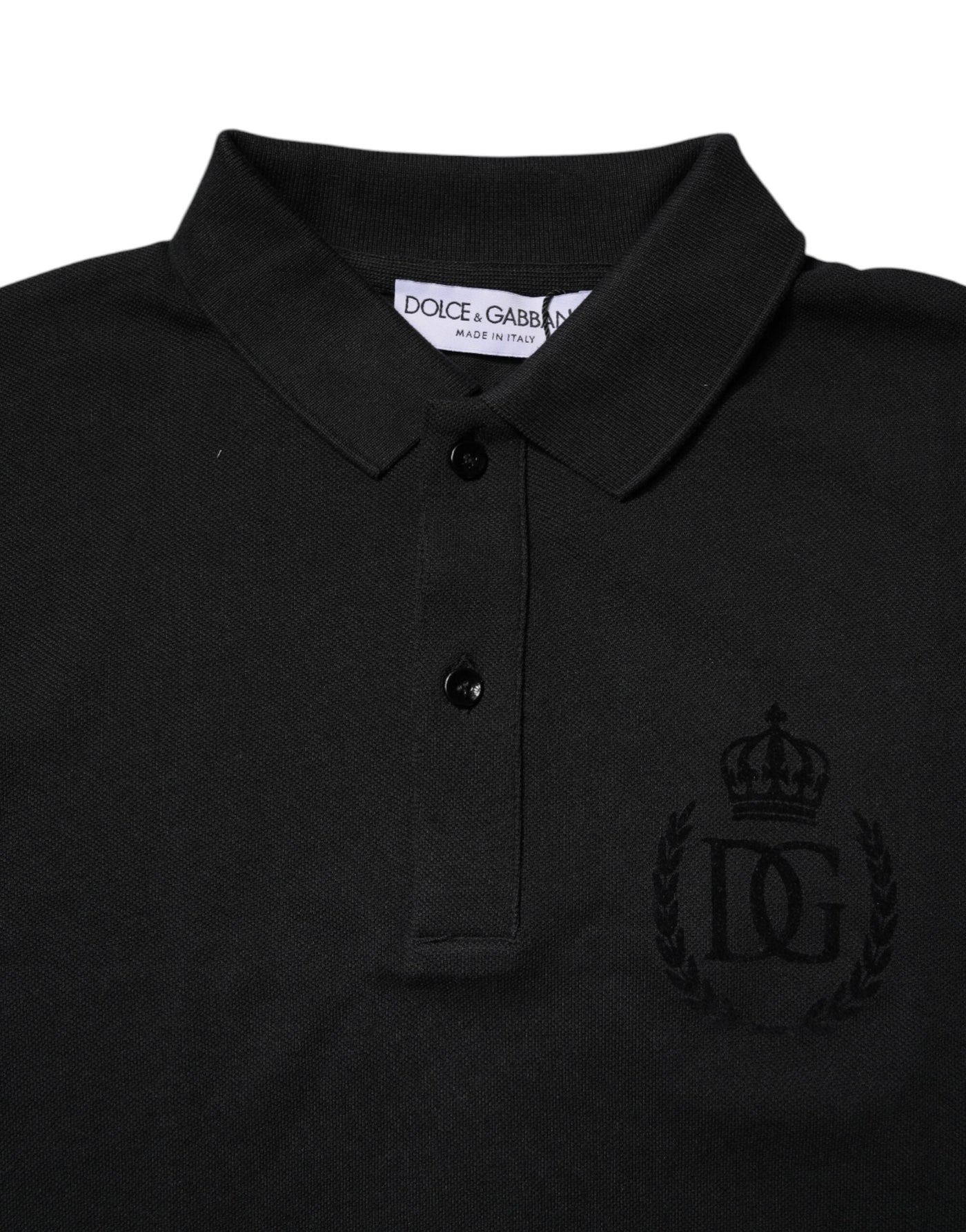 Black Cotton DG Logo Collared Polo T-shirt