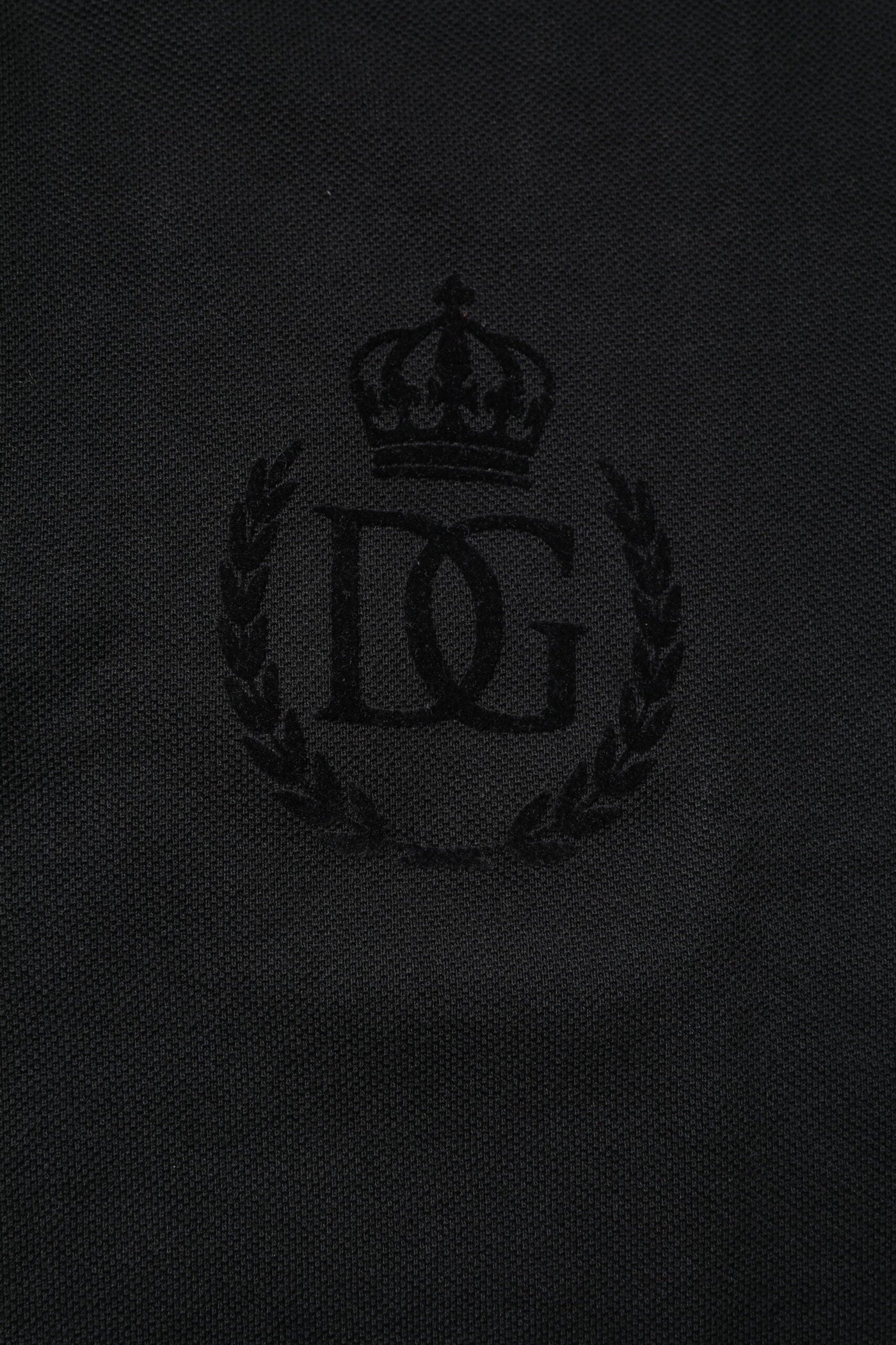 Black Cotton DG Logo Collared Polo T-shirt