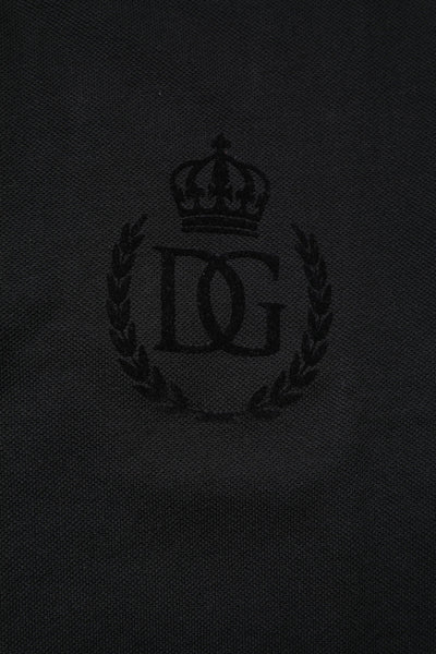 Black Cotton DG Logo Collared Polo T-shirt