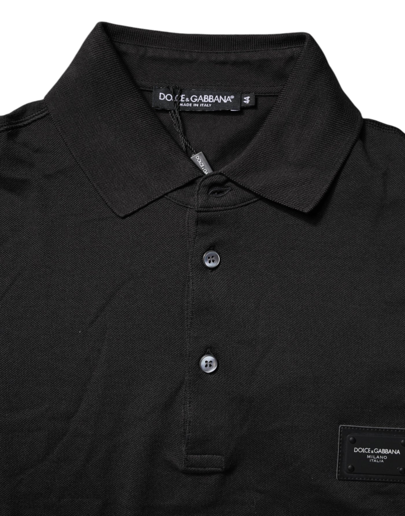 Dark Gray Logo Plaque Cotton Men Polo Shirt T-shirt