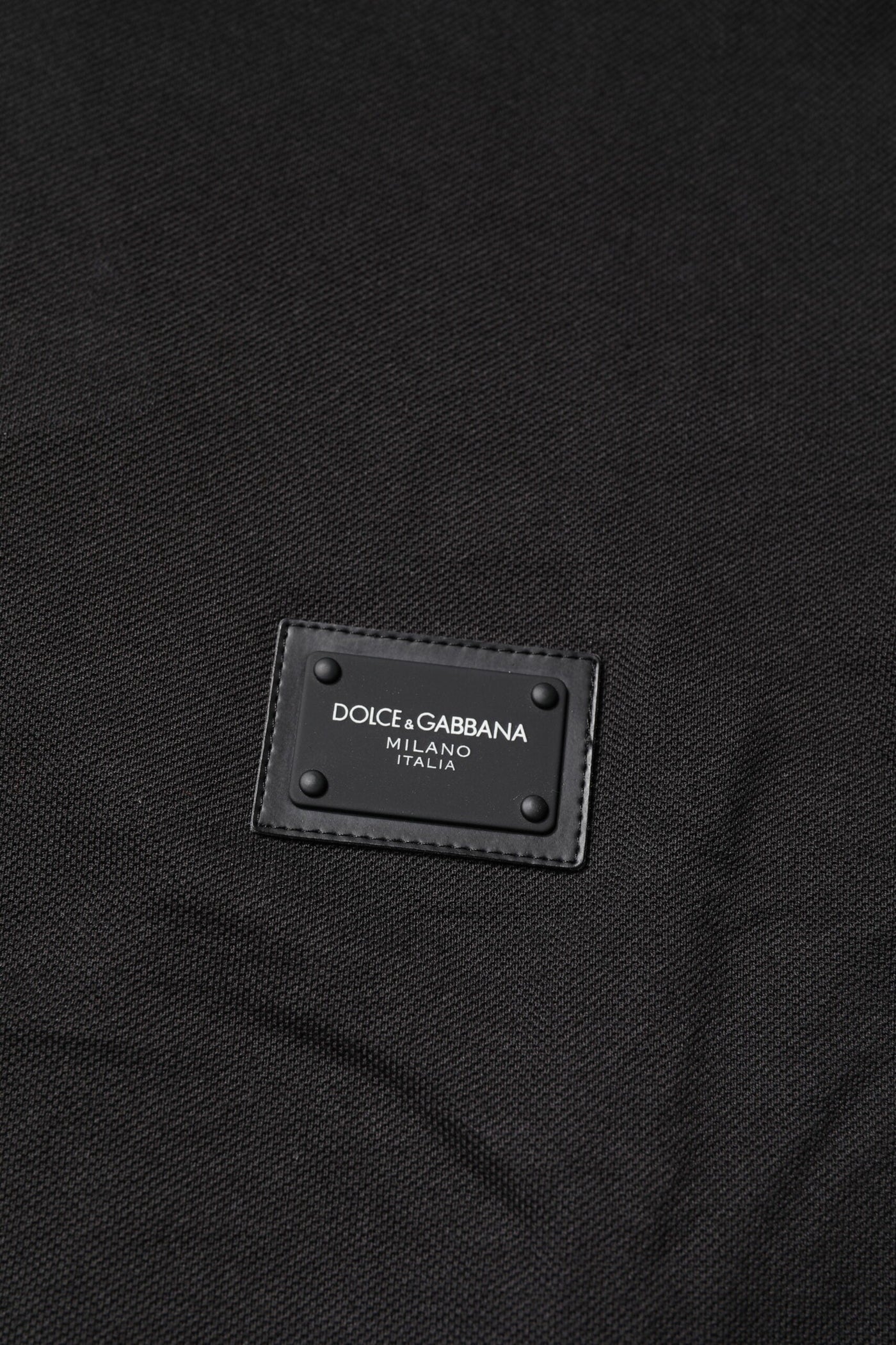 Dark Gray Logo Plaque Cotton Men Polo Shirt T-shirt