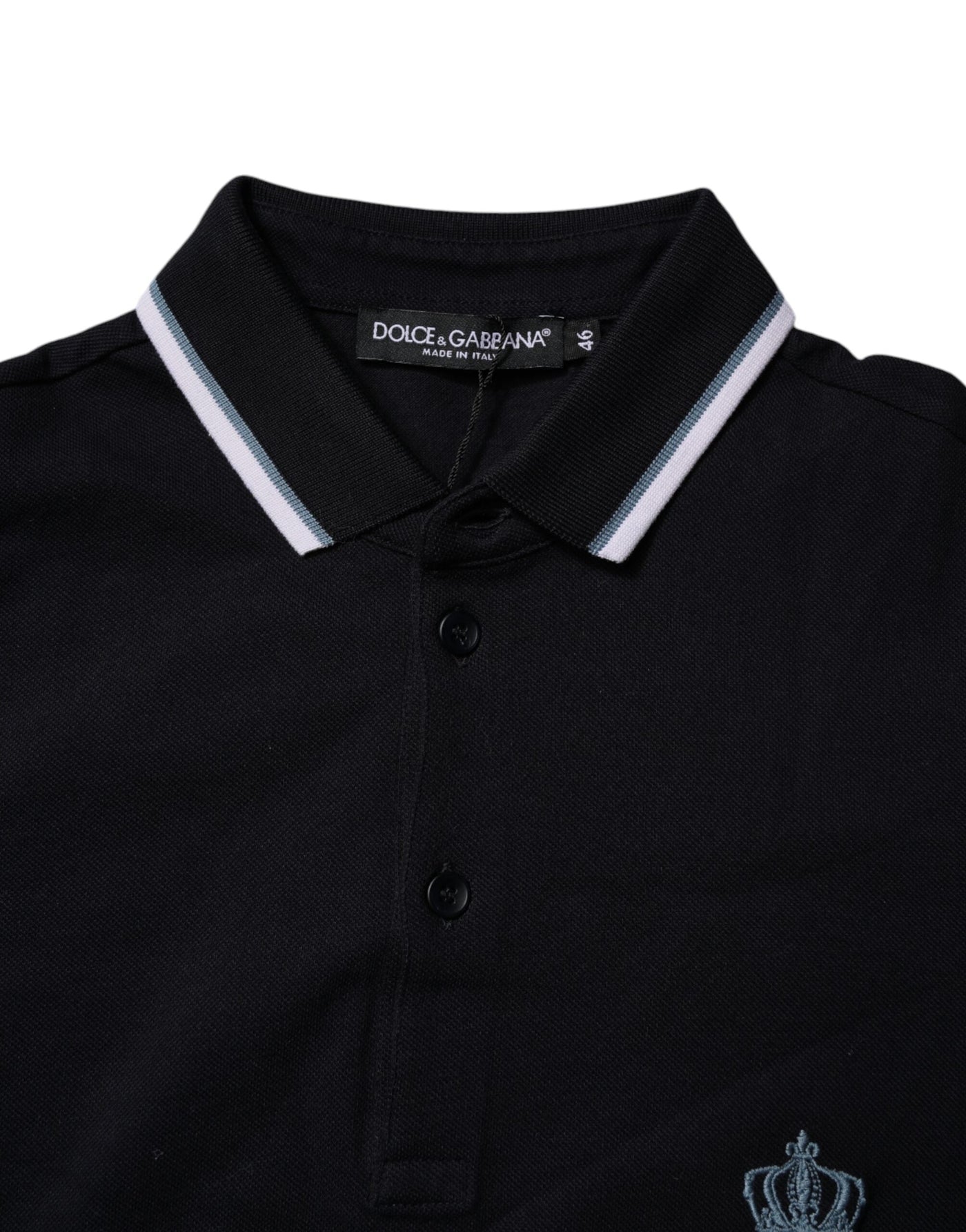 Black Cotton Crown Collared Polo T-shirt