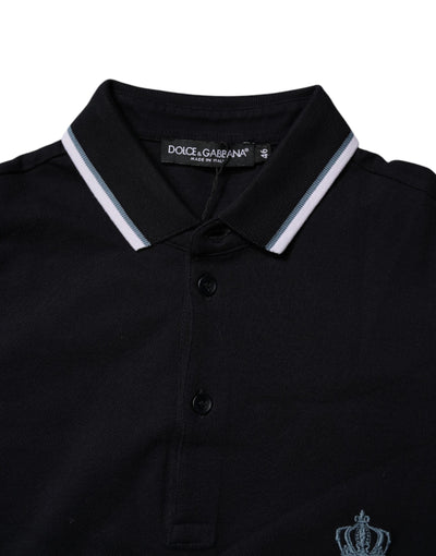 Black Cotton Crown Collared Polo T-shirt