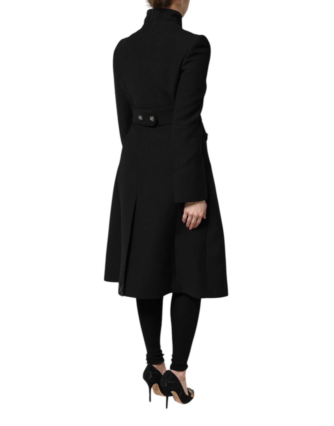 Black Wool Single Breasted Trench Coat Jacket