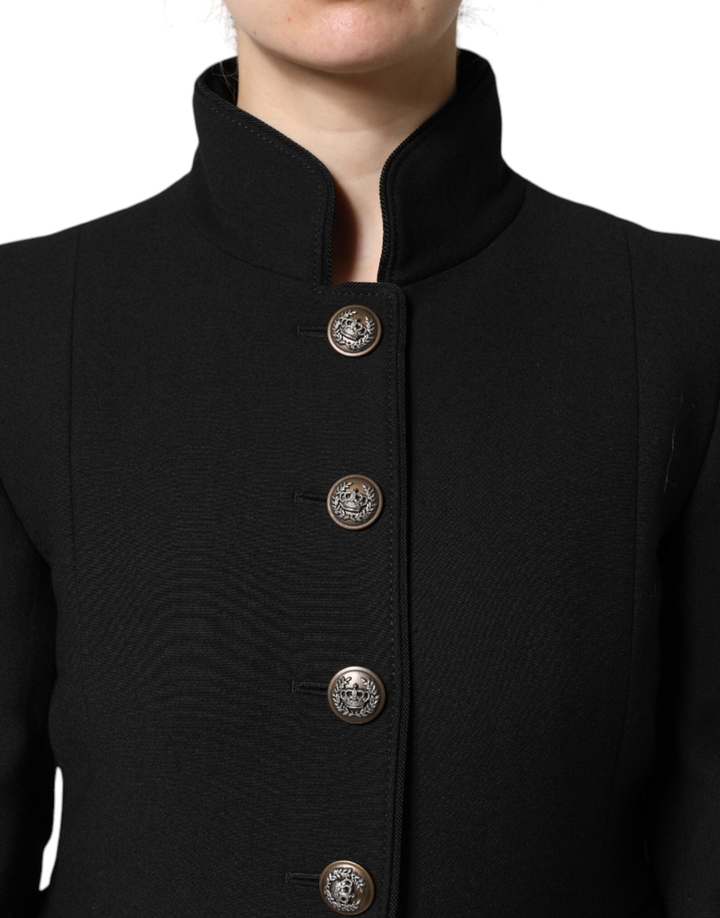 Black Wool Single Breasted Trench Coat Jacket