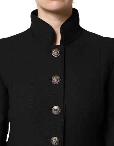 Black Wool Single Breasted Trench Coat Jacket
