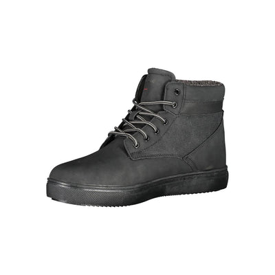 Black Polyester Men Boot