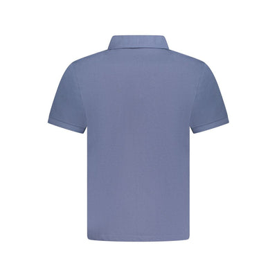 Blue Cotton Men Polo Shirt