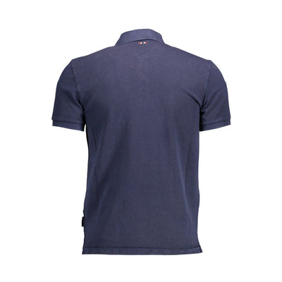 Blue Cotton Men Polo Shirt