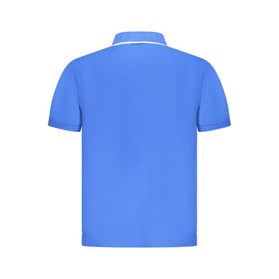 Blue Cotton Men Polo Shirt