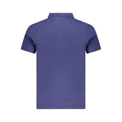 Blue Cotton Men Polo Shirt