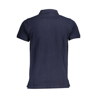 Blue Cotton Men Polo Shirt
