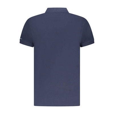 Blue Cotton Men Polo Shirt