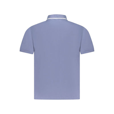 Blue Cotton Men Polo Shirt