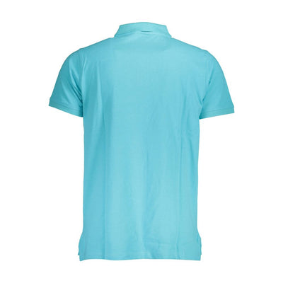 Blue Cotton Men Polo Shirt