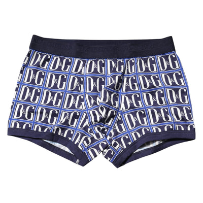 Blue Logo Print Regular Boxer Brief Underwear