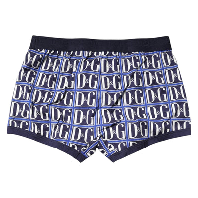 Blue Logo Print Regular Boxer Brief Underwear
