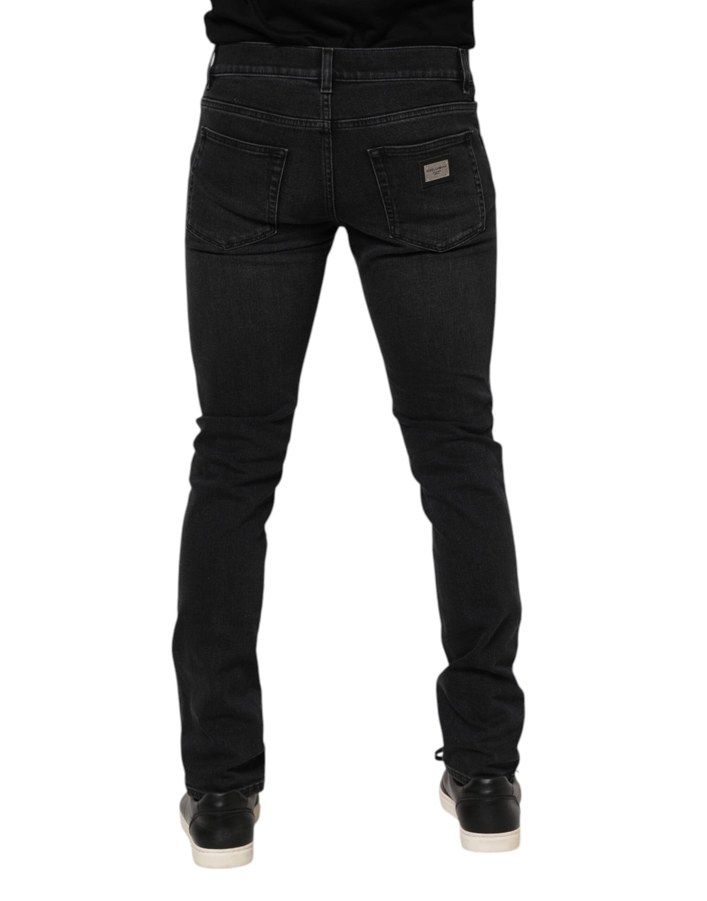 Black Washed Cotton Skinny Denim Jeans