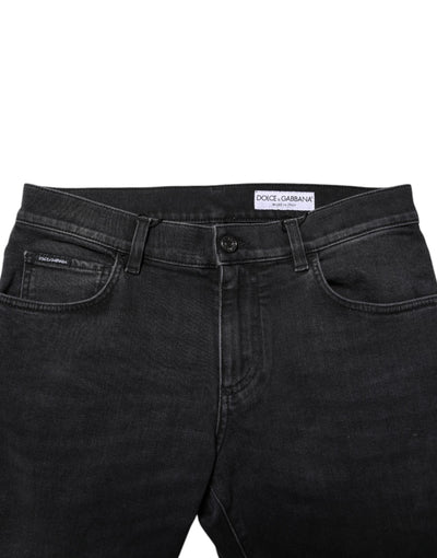 Black Washed Cotton Skinny Denim Jeans