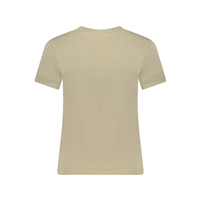 Beige Cotton Women T-Shirt