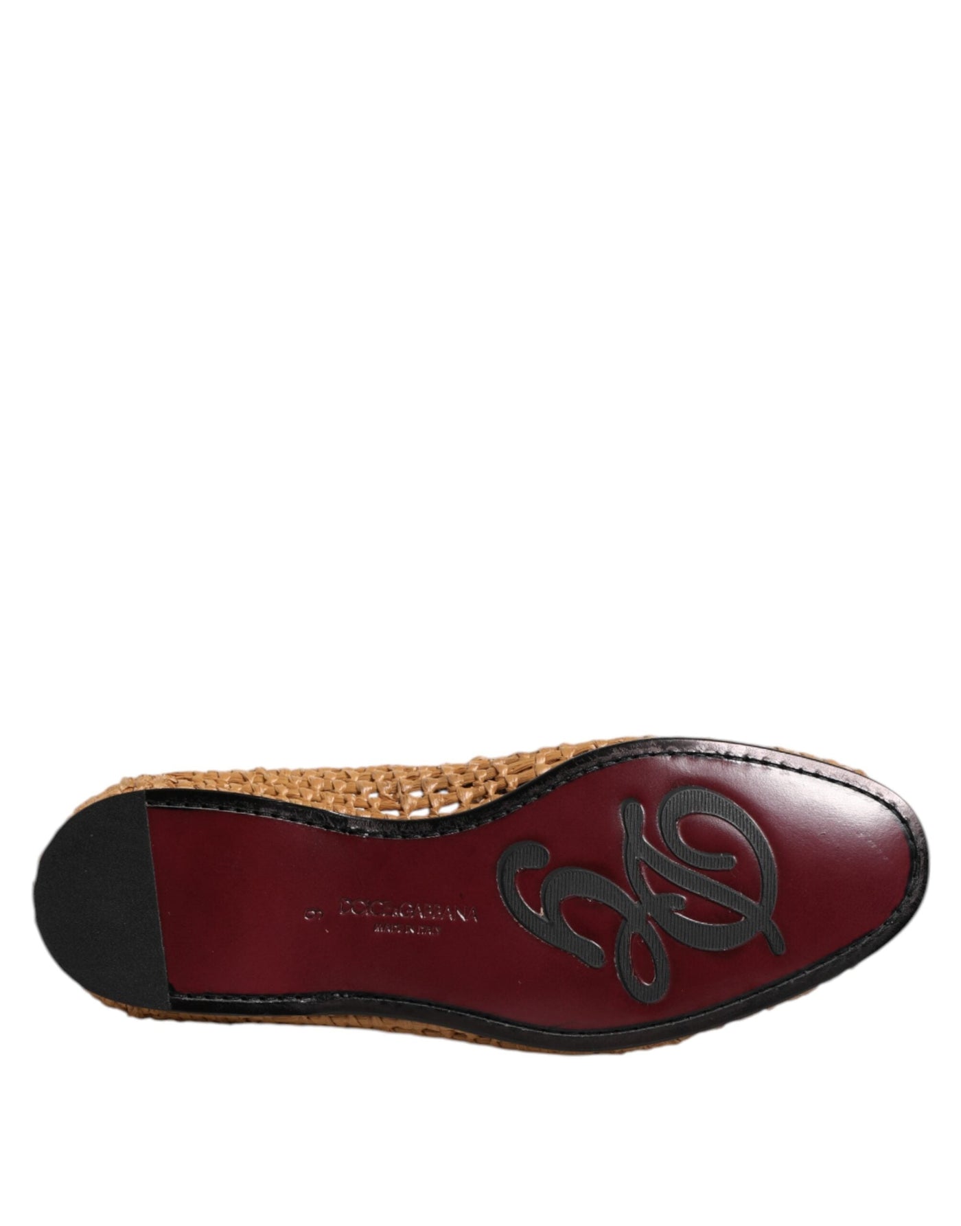 Brown Woven Raffia Slip On Loafers Shoes