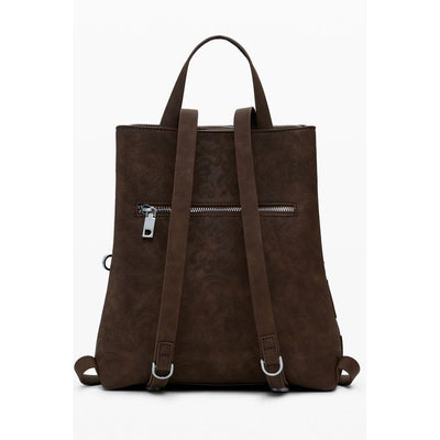 Brown Polyethylene Women Backpack