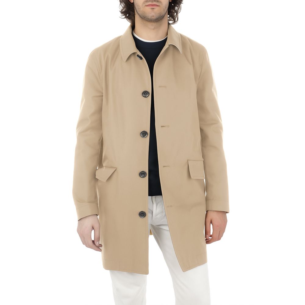Beige Cotton Men Jacket