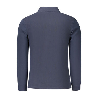 Blue Cotton Men Polo Shirt