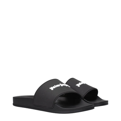 Black Cotton Slippers Sandals