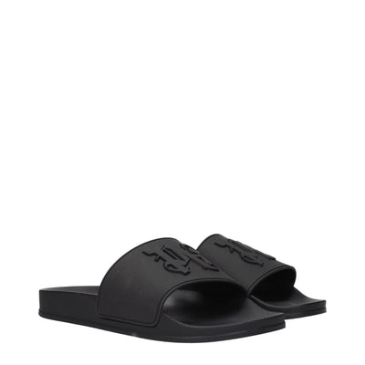 Black Cotton Slippers Sandals