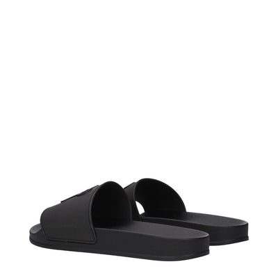 Black Cotton Slippers Sandals