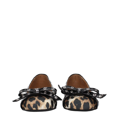 Brown Fabric Ballet Flats